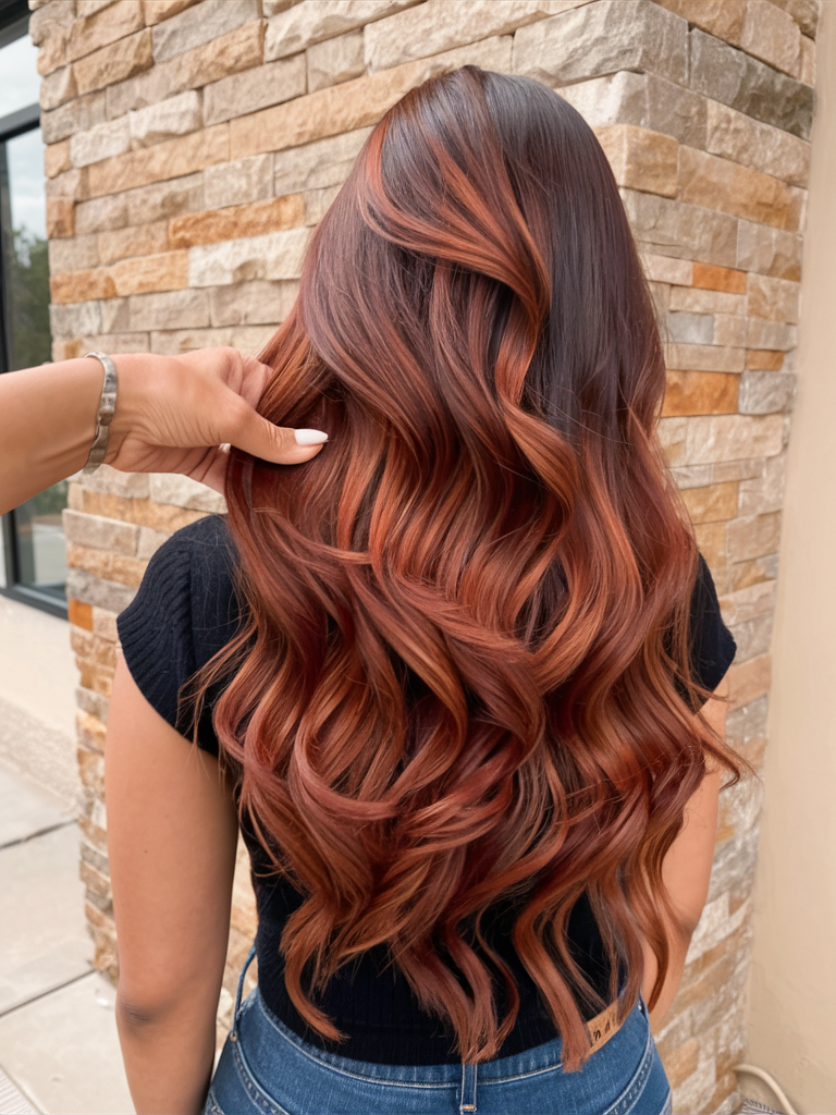 24 Trendige Kupfer-Balayage Haarfarben-Ideen für 2025: Styles & Tipps