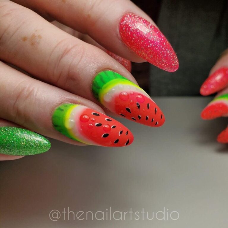 31 Wassermelonen Nageldesign Inspiration